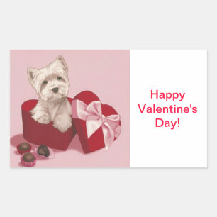 Sticker Rectangulaire Balise cadeau Heureuse Sainte-Valentin Westie Bali