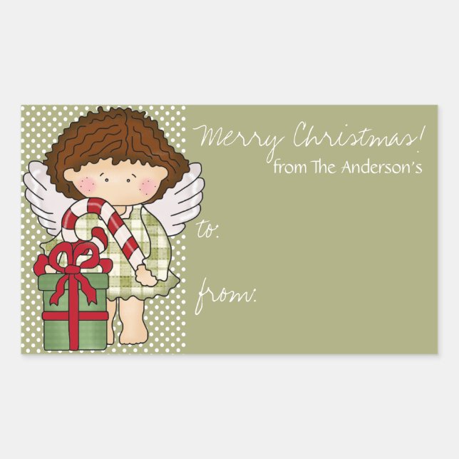 Sticker Rectangulaire Balise cadeau Little Christmas Angel - d1 (Devant)