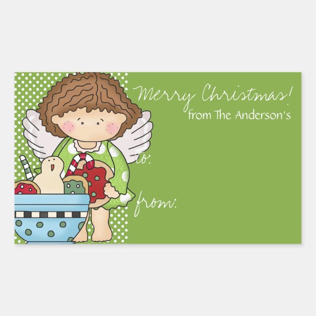 Sticker Rectangulaire Balise cadeau Little Christmas Angel - d5 (Devant)