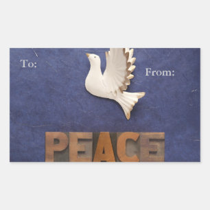 Sticker Rectangulaire Balise cadeau Peace colombe