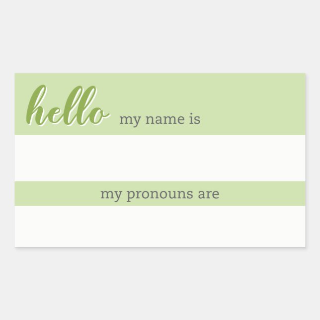 Sticker Rectangulaire Balise Nom et Pronoun - Vert (Devant)