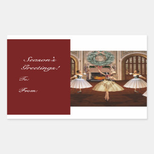 Sticker Rectangulaire Balises-cadeaux pour Bonnes Fêtes Nutcracker
