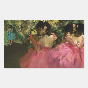 Sticker Rectangulaire Ballerinas en rose par Edgar Degas
