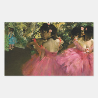Sticker Rectangulaire Ballerinas en rose par Edgar Degas