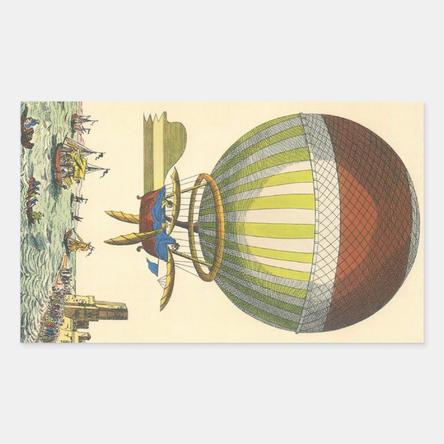 Sticker Rectangulaire Ballon à air chaud de science-fiction Steampunk vi (Devant)