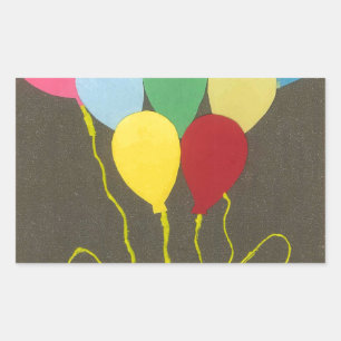 Sticker Rectangulaire Ballons d'anniversaire colorés Design graphique