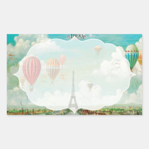 Sticker Rectangulaire Ballons vintages de PixDezines/Eiffel/Paris