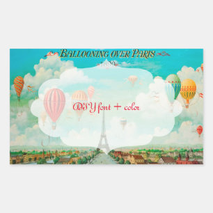 Sticker Rectangulaire Ballons vintages de PixDezines/Eiffel/Paris