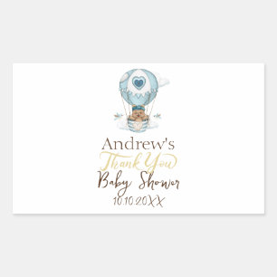 Sticker Rectangulaire Balloon à air chaud Ours en peluche Nuage Oiseau