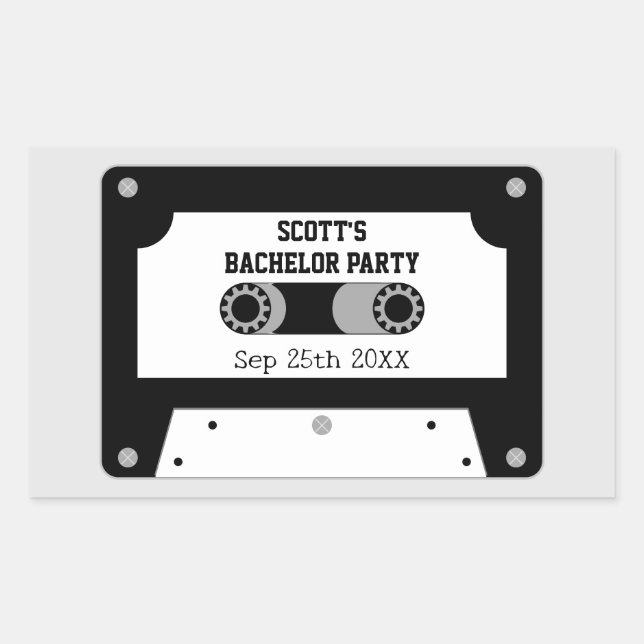 Sticker Rectangulaire Bande Cassette Rétro Noir Et Blanc Enterrement De  (Devant)