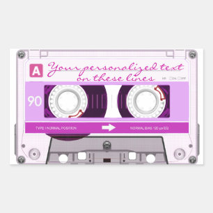 Sticker Rectangulaire Bande de cassette - rose -