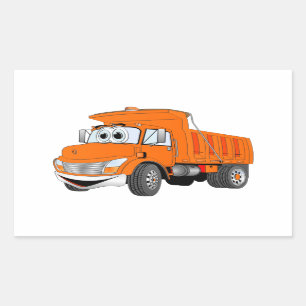 Sticker Rectangulaire Bande dessinée d'orange d'axe du camion à benne