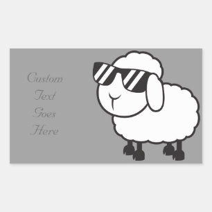 Sticker Rectangulaire Bande dessinée mignonne de moutons blancs