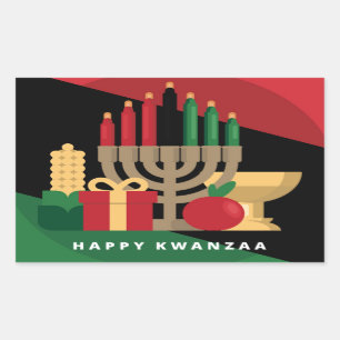 Sticker Rectangulaire bande diagonale Happy Kwanzaa