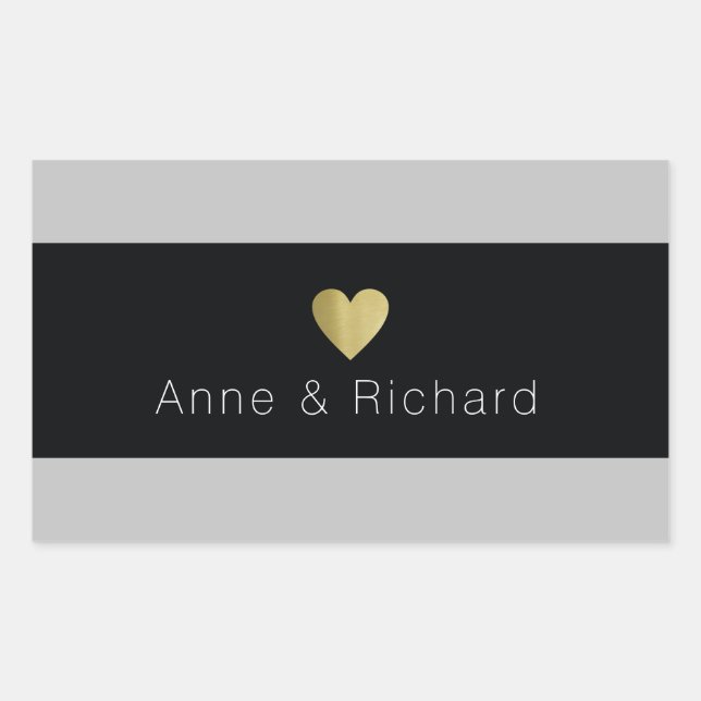 Sticker Rectangulaire bande noire avec des noms, amour mariage (Devant)
