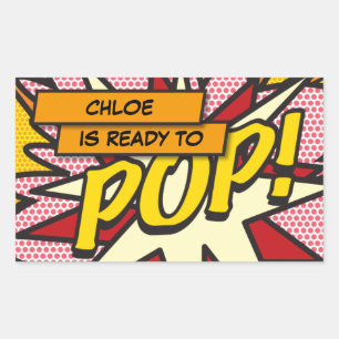 Sticker Rectangulaire Banderole de Fête Prénatale Bande Dessinée Prête à