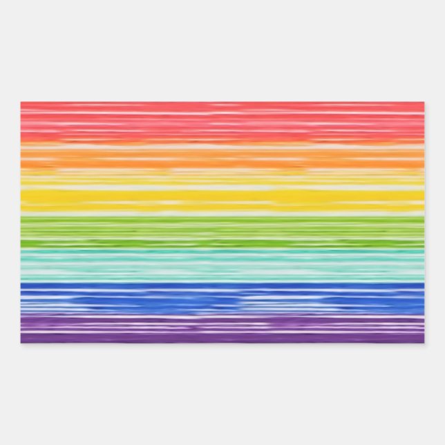Sticker Rectangulaire Bandes arc-en-ciel inondées (Devant)