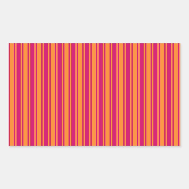 Sticker Rectangulaire Bandes de bonbons rose et orange (Devant)