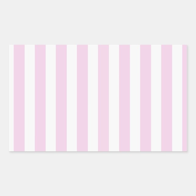 Sticker Rectangulaire Bandes de bonbons rose pâle et blanc (Devant)
