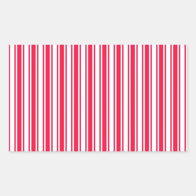 Sticker Rectangulaire Bandes de bonbons rouges et blancs (Devant)