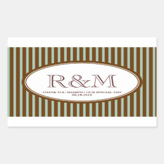 Sticker Rectangulaire Bandes de bonbons turquoise classique monogramme f