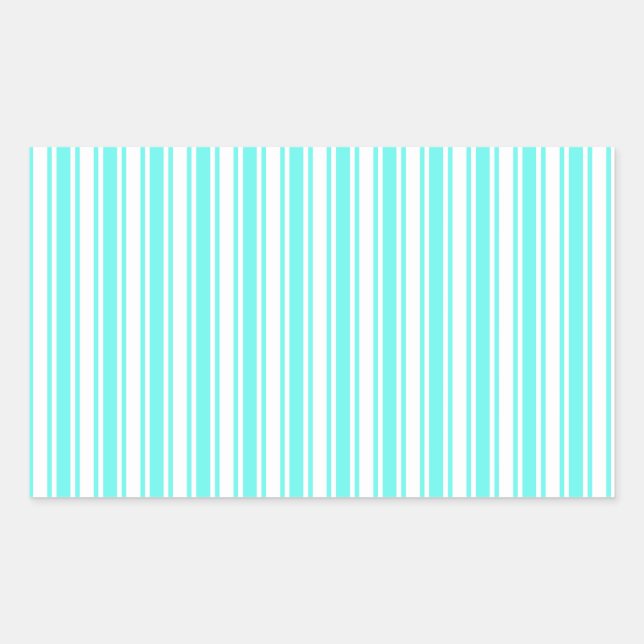 Sticker Rectangulaire Bandes de bonbons turquoise et blanche (Devant)