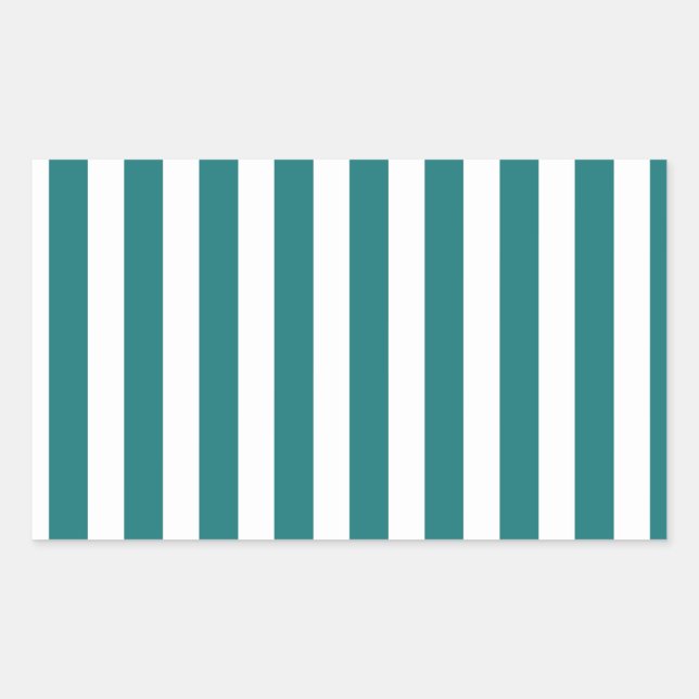 Sticker Rectangulaire Bandes de bonbons turquoises et blanches (Devant)