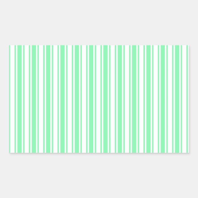 Sticker Rectangulaire Bandes de bonbons vert et blanc pastel (Devant)