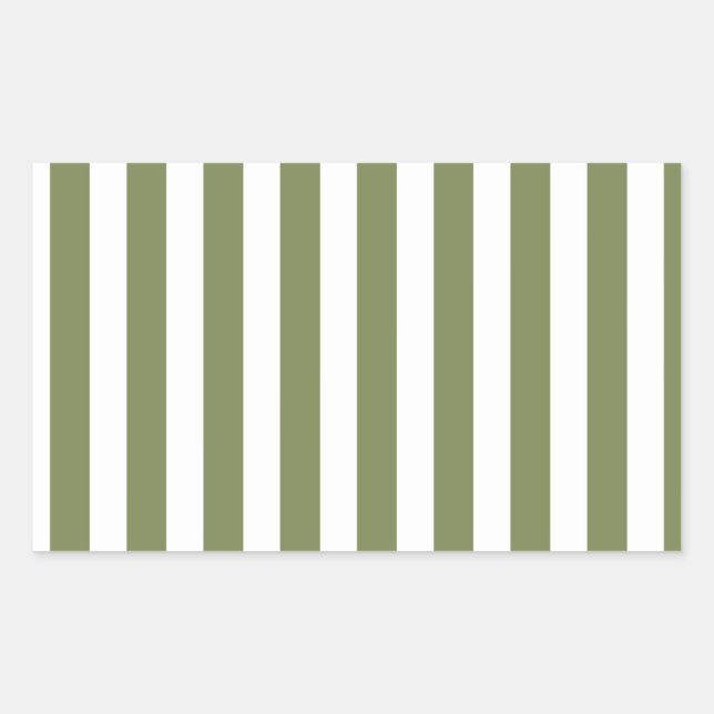 Sticker Rectangulaire Bandes de bonbons vert olive et blanc (Devant)