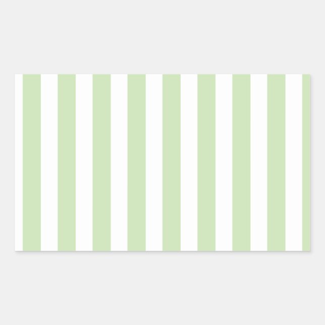 Sticker Rectangulaire Bandes de bonbons vert pâle et blanc (Devant)
