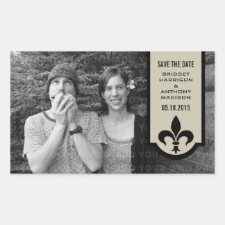 Sticker Rectangulaire Bannière beige Fleur De Lis Enregistrer les sticke