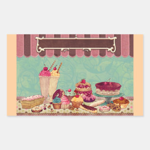 Sticker Rectangulaire Bannière des signes de la fête du gâteau de cupcak