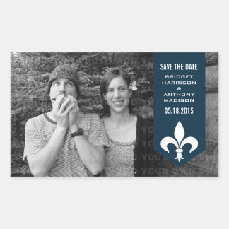 Sticker Rectangulaire Bannière Flourish Blue Chic Enregistrer les sticke