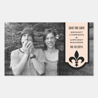 Sticker Rectangulaire Bannière Linen Fleur De Lis Enregistrer les sticke