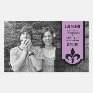 Sticker Rectangulaire Bannière Violet Fleur De Lis Enregistrer les stick