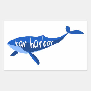 Sticker Rectangulaire Bar Harbour Maine Whale