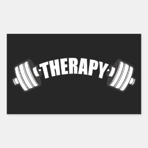 Sticker Rectangulaire Barbell - THÉRAPIE - Inspiration de l'entraînement