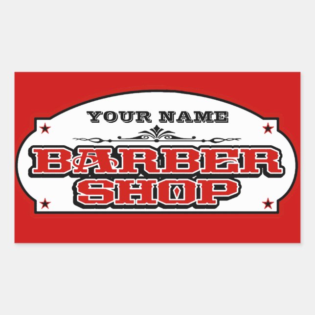 Sticker Rectangulaire Barbershop (Devant)
