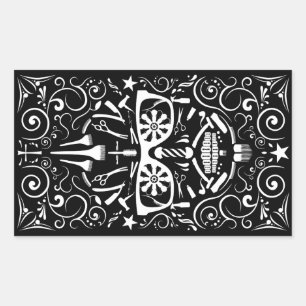 Sticker Rectangulaire barbershop dia de los muertos