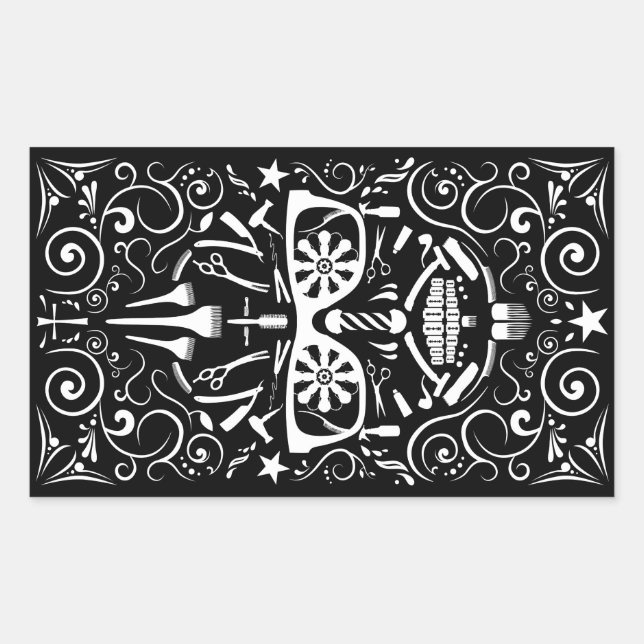 Sticker Rectangulaire barbershop dia de los muertos (Devant)