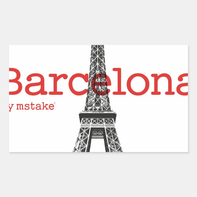 Sticker Rectangulaire Barcelona-Eiffel by mstake (Devant)