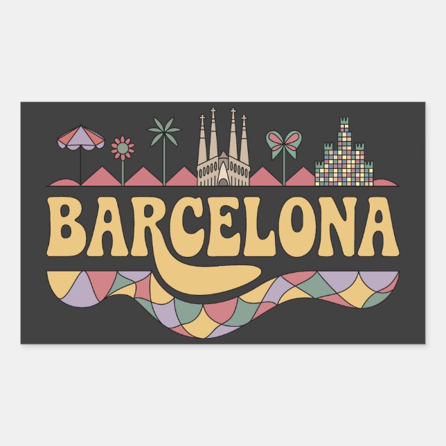 Sticker Rectangulaire Barcelone Espagne Europe (Devant)