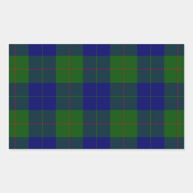 Sticker Rectangulaire Barclay tartan bleu vert plaid (Devant)