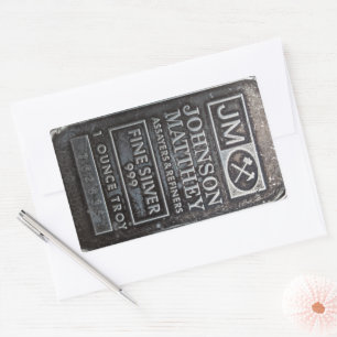 Sticker Rectangulaire Barre d'argent solide Johnson Matthey 1 oz 762835