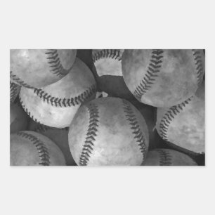 Sticker Rectangulaire Base-ball noir et blanc