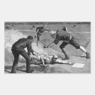 Sticker Rectangulaire Baseball vintage par Thure De Thulstrup, 1885