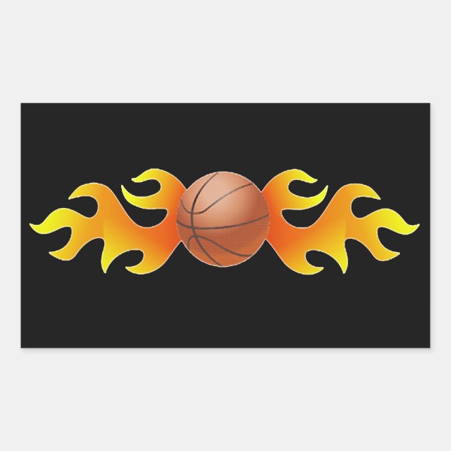 Sticker Rectangulaire Basket avec flammes (Devant)