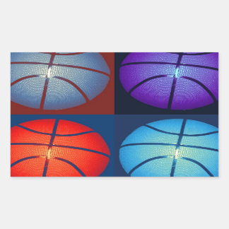 Sticker Rectangulaire Basket-ball Art Pop Quatre Couleurs