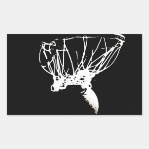 Sticker Rectangulaire Basket-ball Black White Pop Art