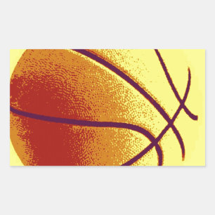 Sticker Rectangulaire Basket-ball Jaune Orange